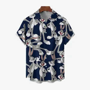 Cartoon Character Rabbit Print Casual Short Sleeve Shirt 2412001912