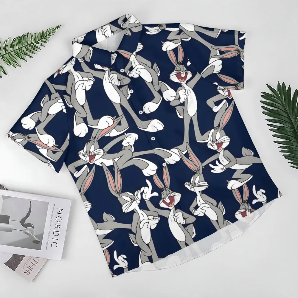 Cartoon Character Rabbit Print Casual Short Sleeve Shirt 2412001912