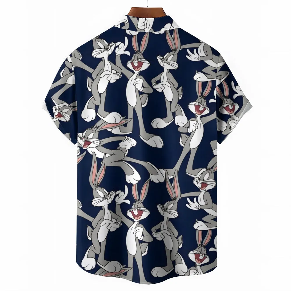 Cartoon Character Rabbit Print Casual Short Sleeve Shirt 2412001912