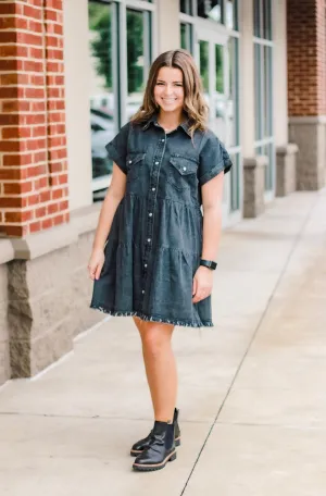 Casual Friday Black Denim Dress