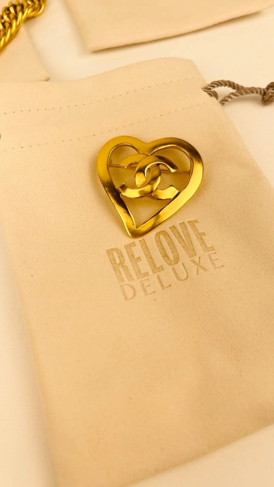 Chanel Heart 95P 24kt Gold Plated Brooch