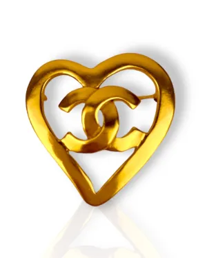Chanel Heart 95P 24kt Gold Plated Brooch
