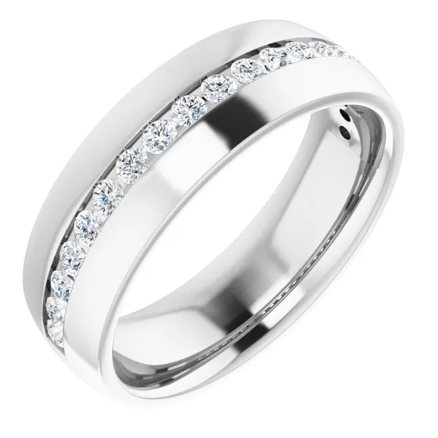 Channel Set Round Diamond Half Eternity Men's Band