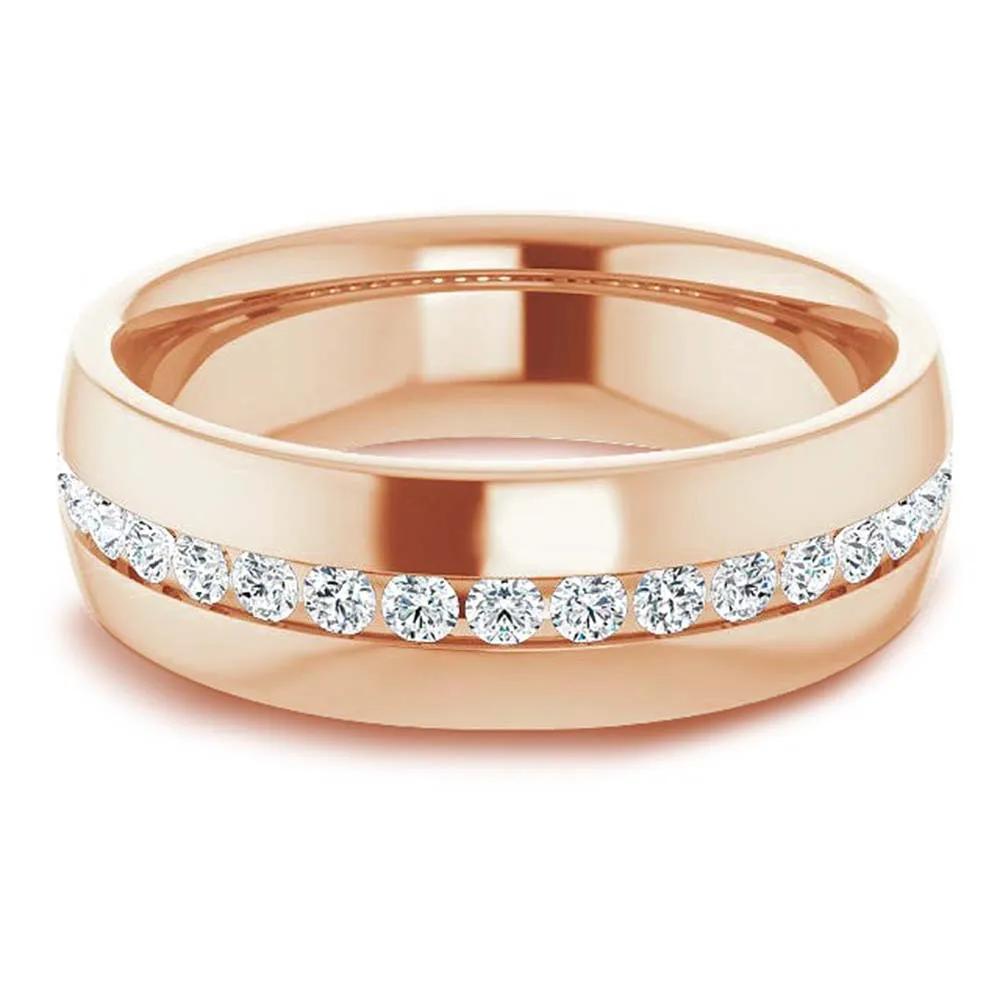 Channel Set Round Diamond Half Eternity Men's Band