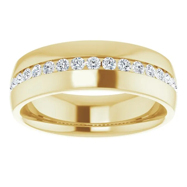 Channel Set Round Diamond Half Eternity Men's Band