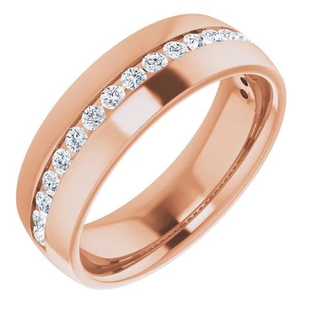 Channel Set Round Diamond Half Eternity Men's Band