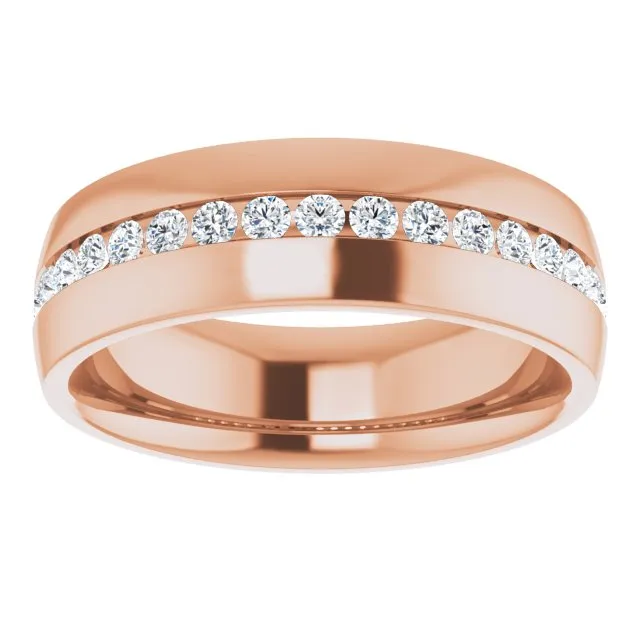 Channel Set Round Diamond Half Eternity Men's Band