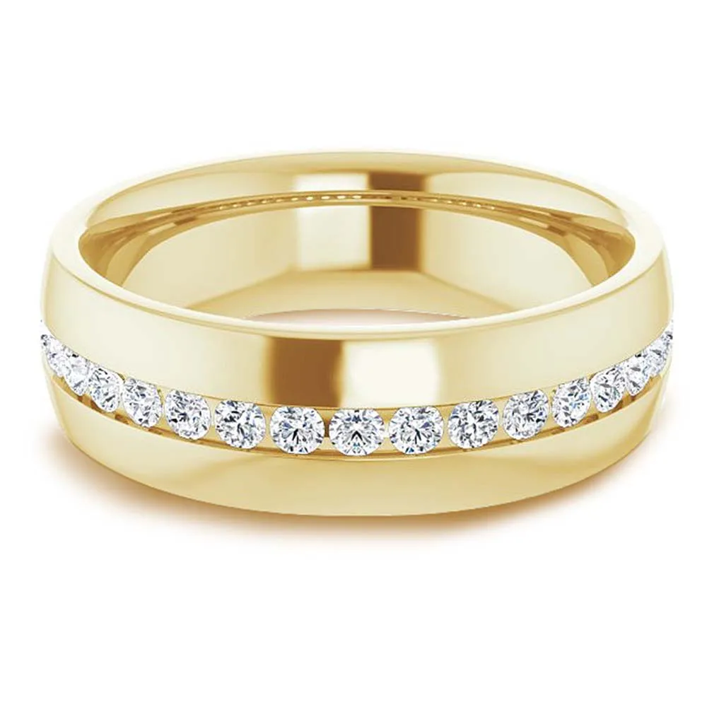 Channel Set Round Diamond Half Eternity Men's Band
