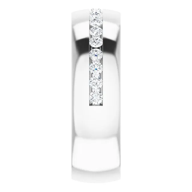 Channel Set Round Diamond Half Eternity Men's Band