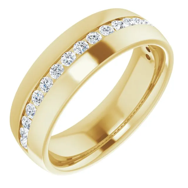 Channel Set Round Diamond Half Eternity Men's Band