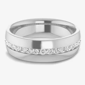 Channel Set Round Diamond Half Eternity Men's Band