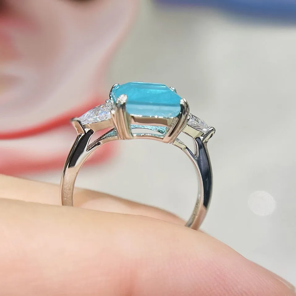 Charm Luxury 925 Sterling silver Tourmaline Fashion Finger Green Stone Ring