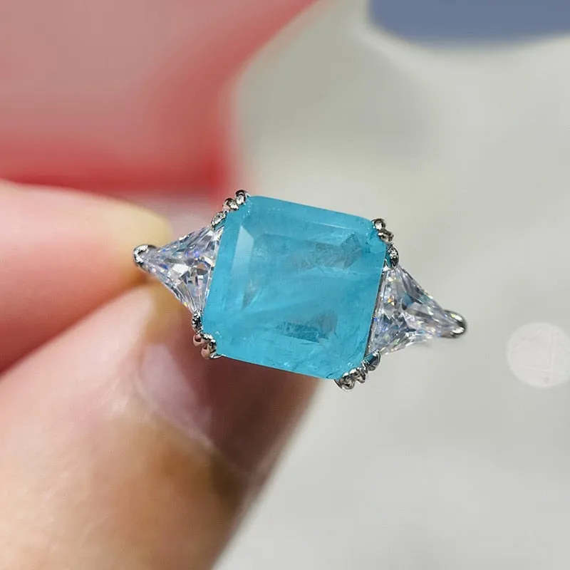 Charm Luxury 925 Sterling silver Tourmaline Fashion Finger Green Stone Ring