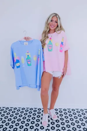 ***Cheers Sequin Patch Oversized Top - 2 Colors SAMPLE