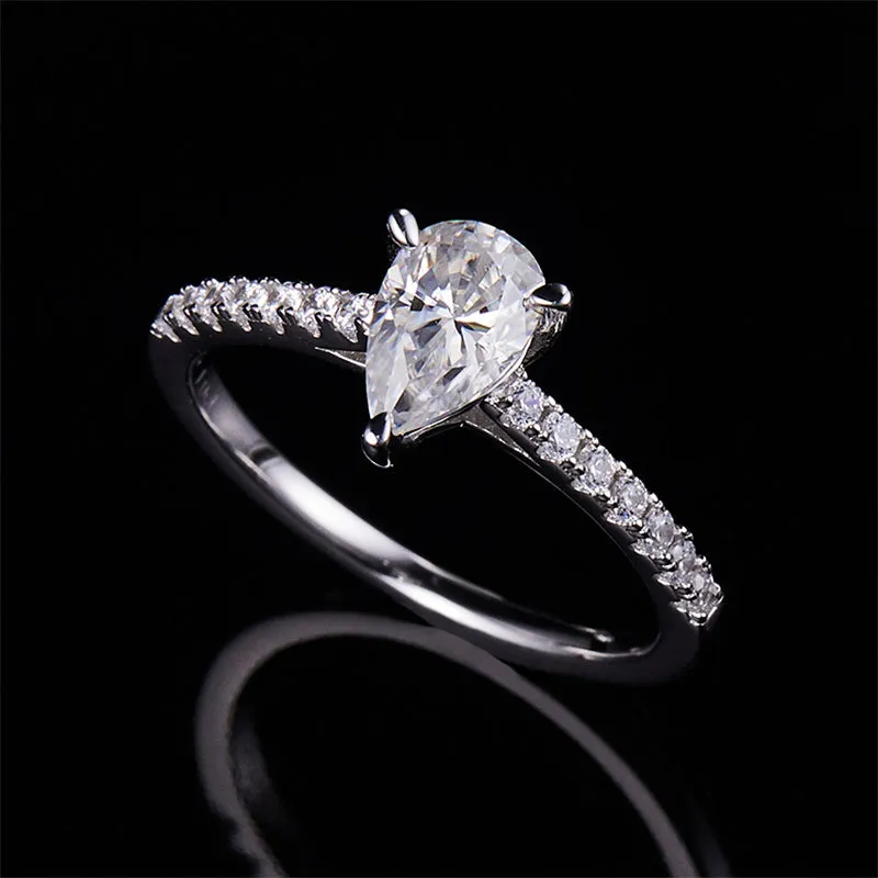 Classic 1.0ct Pear Cut Moissanite Ring