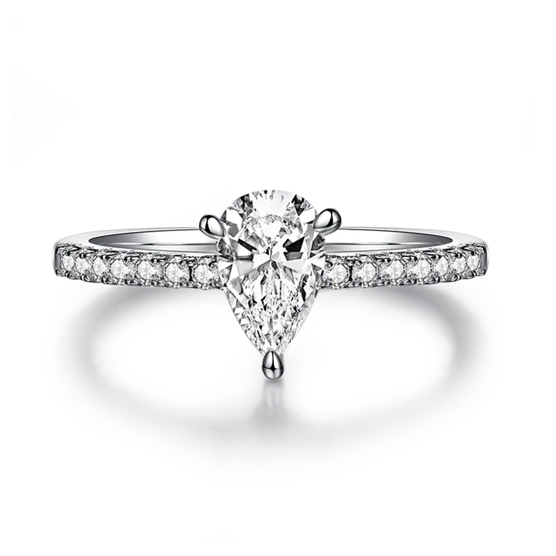 Classic 1.0ct Pear Cut Moissanite Ring