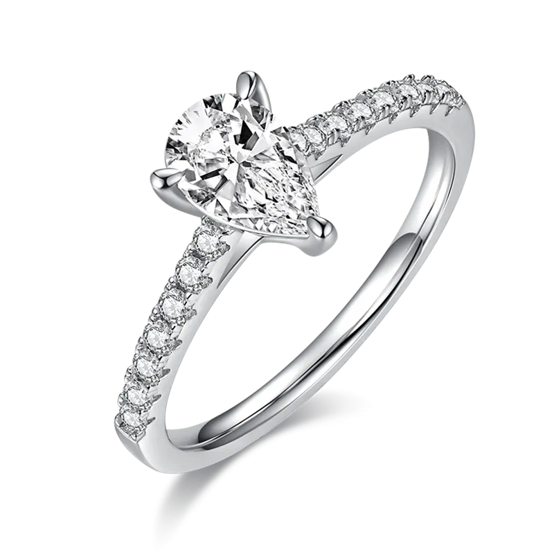 Classic 1.0ct Pear Cut Moissanite Ring