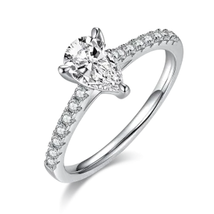 Classic 1.0ct Pear Cut Moissanite Ring