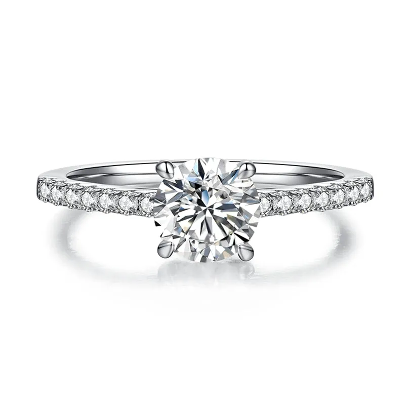 Classic 1.0ct Round Cut Moissanite Ring