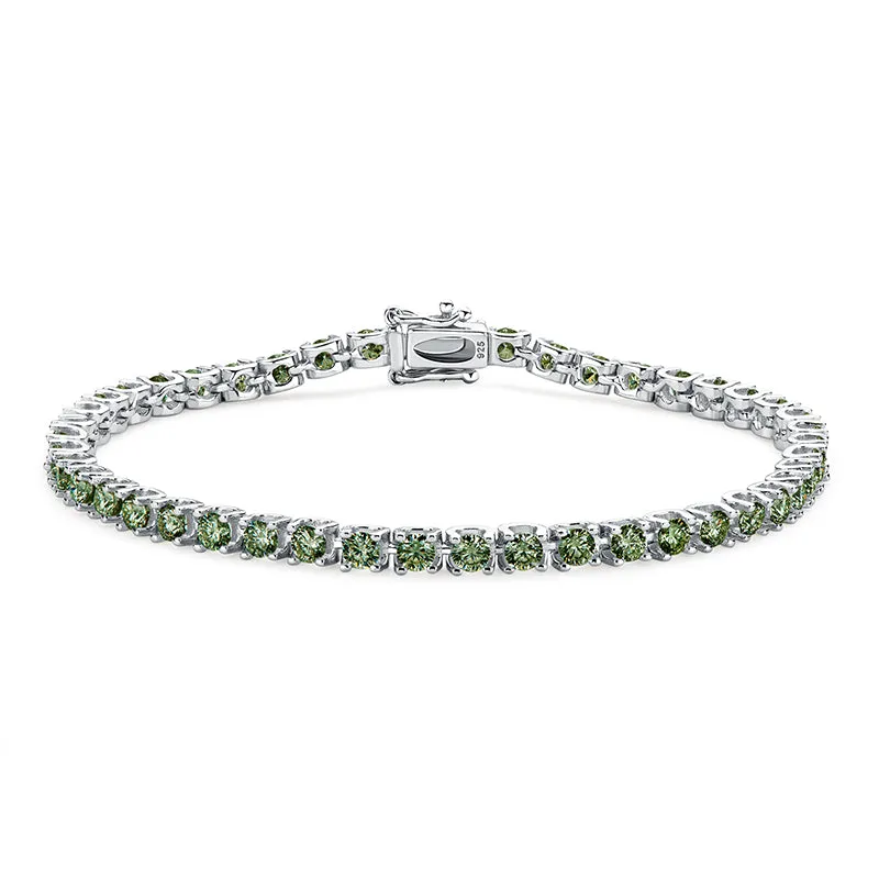 Classic 3mm Round White /Black/Green Moissanite Tennis Bracelet
