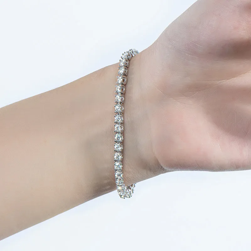 Classic 3mm Round White /Black/Green Moissanite Tennis Bracelet