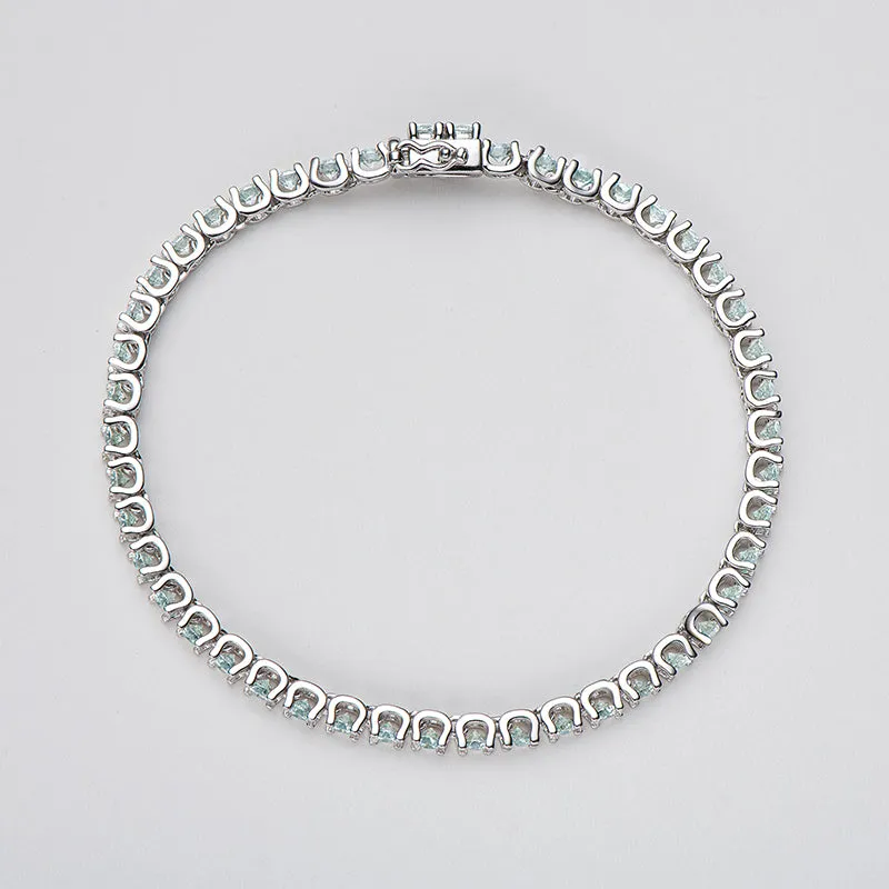 Classic 3mm Round White /Black/Green Moissanite Tennis Bracelet