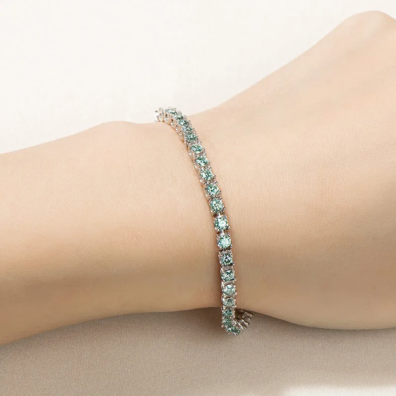 Classic 3mm Round White /Black/Green Moissanite Tennis Bracelet
