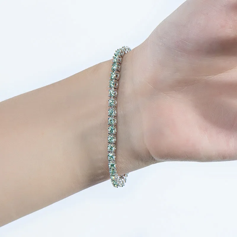 Classic 3mm Round White /Black/Green Moissanite Tennis Bracelet