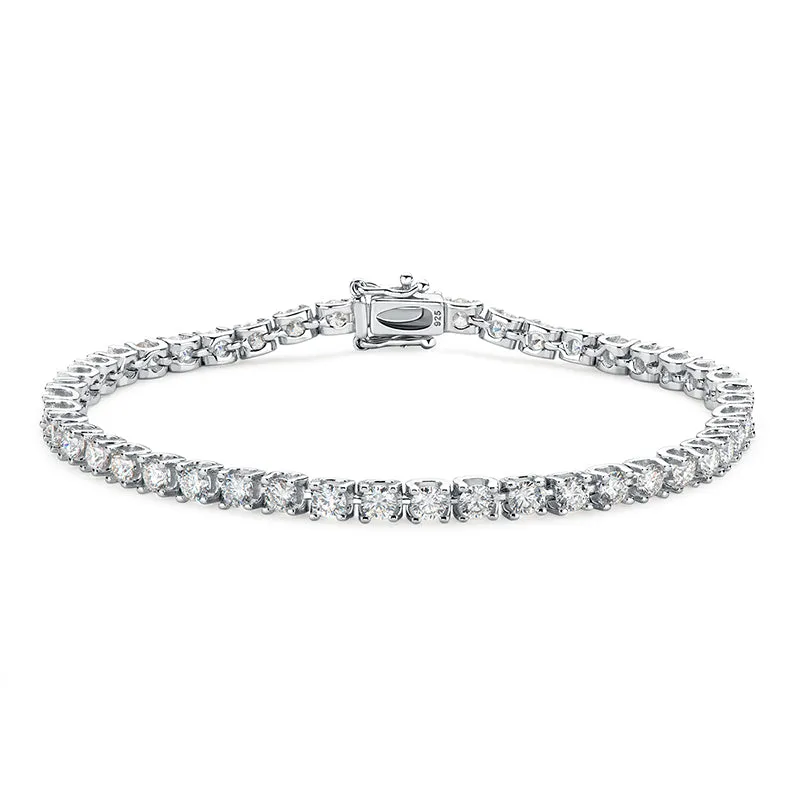 Classic 3mm Round White /Black/Green Moissanite Tennis Bracelet