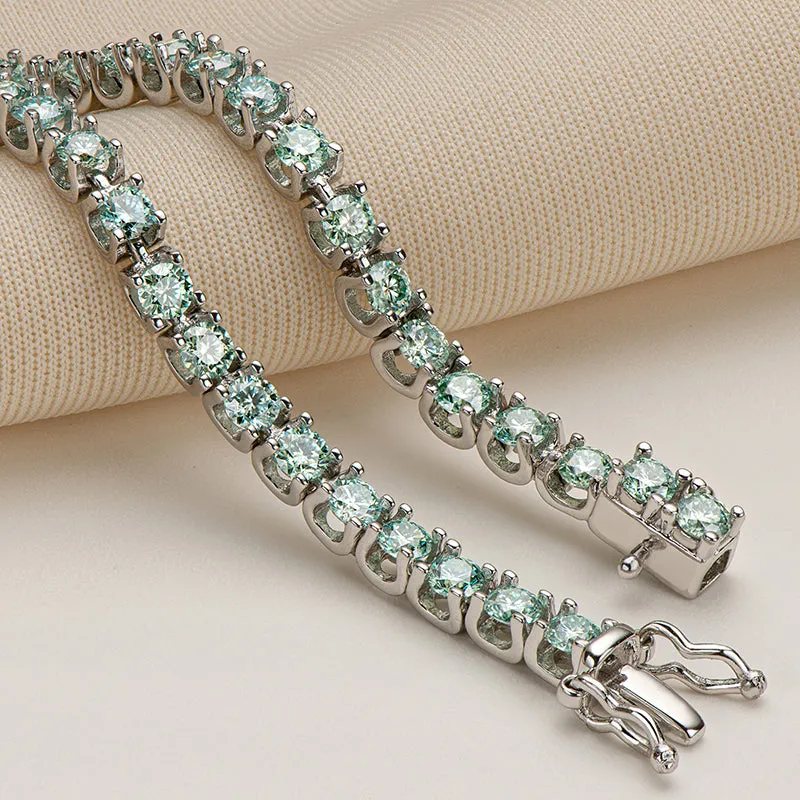 Classic 3mm Round White /Black/Green Moissanite Tennis Bracelet