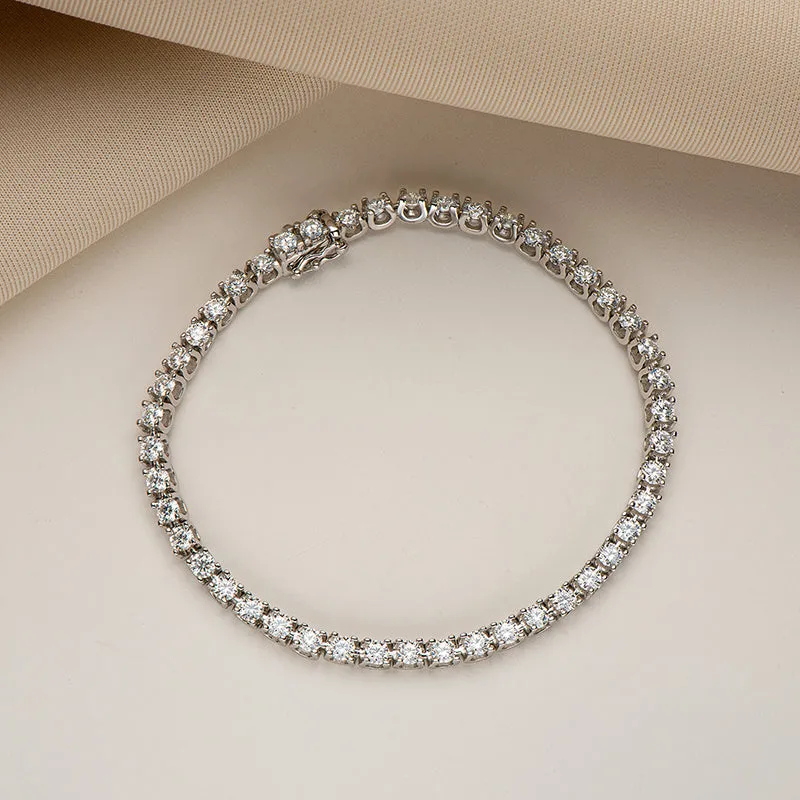 Classic 3mm Round White /Black/Green Moissanite Tennis Bracelet