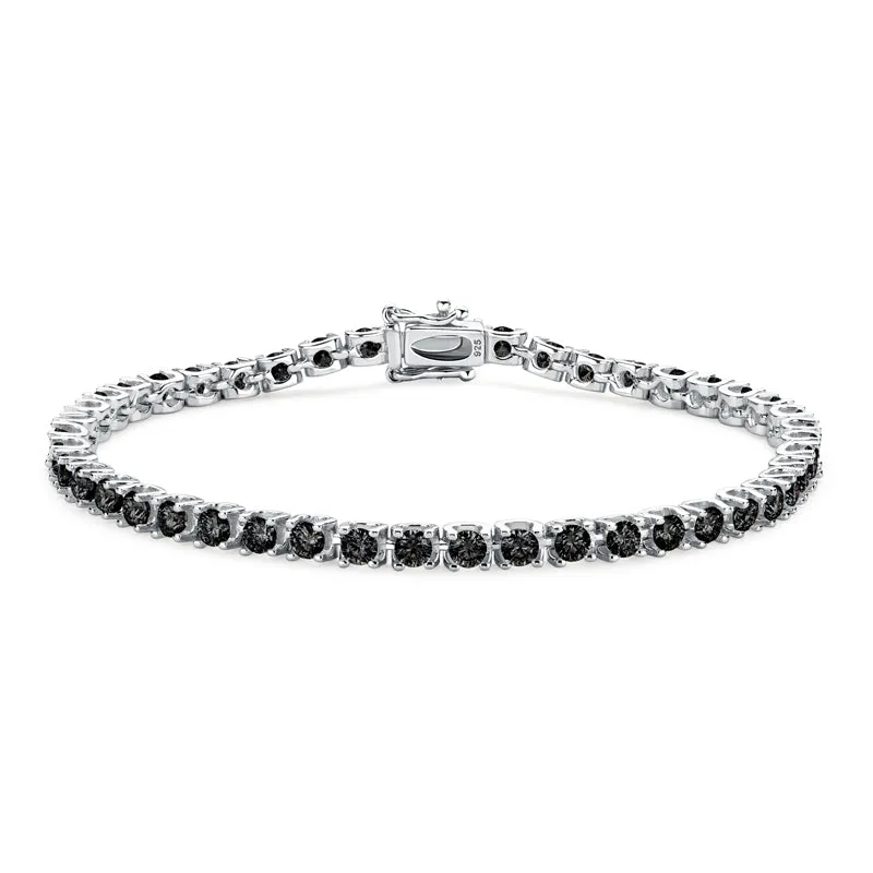 Classic 3mm Round White /Black/Green Moissanite Tennis Bracelet