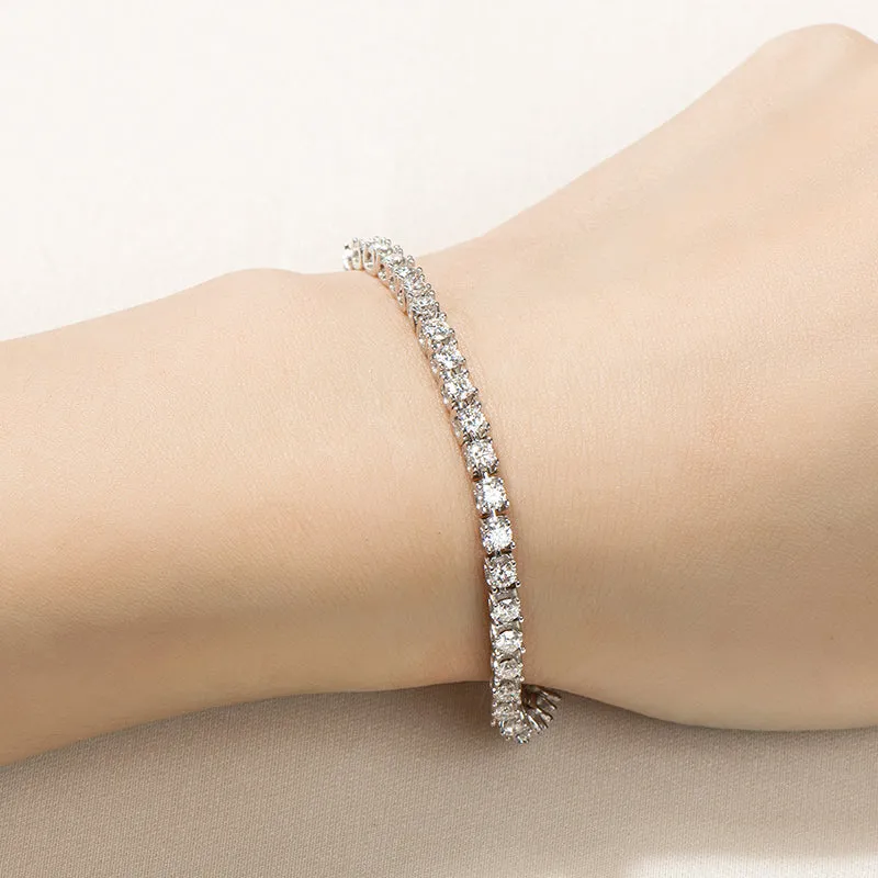 Classic 3mm Round White /Black/Green Moissanite Tennis Bracelet