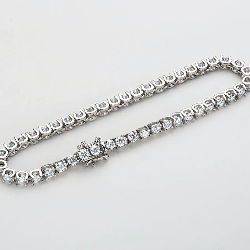 Classic 3mm Round White /Black/Green Moissanite Tennis Bracelet