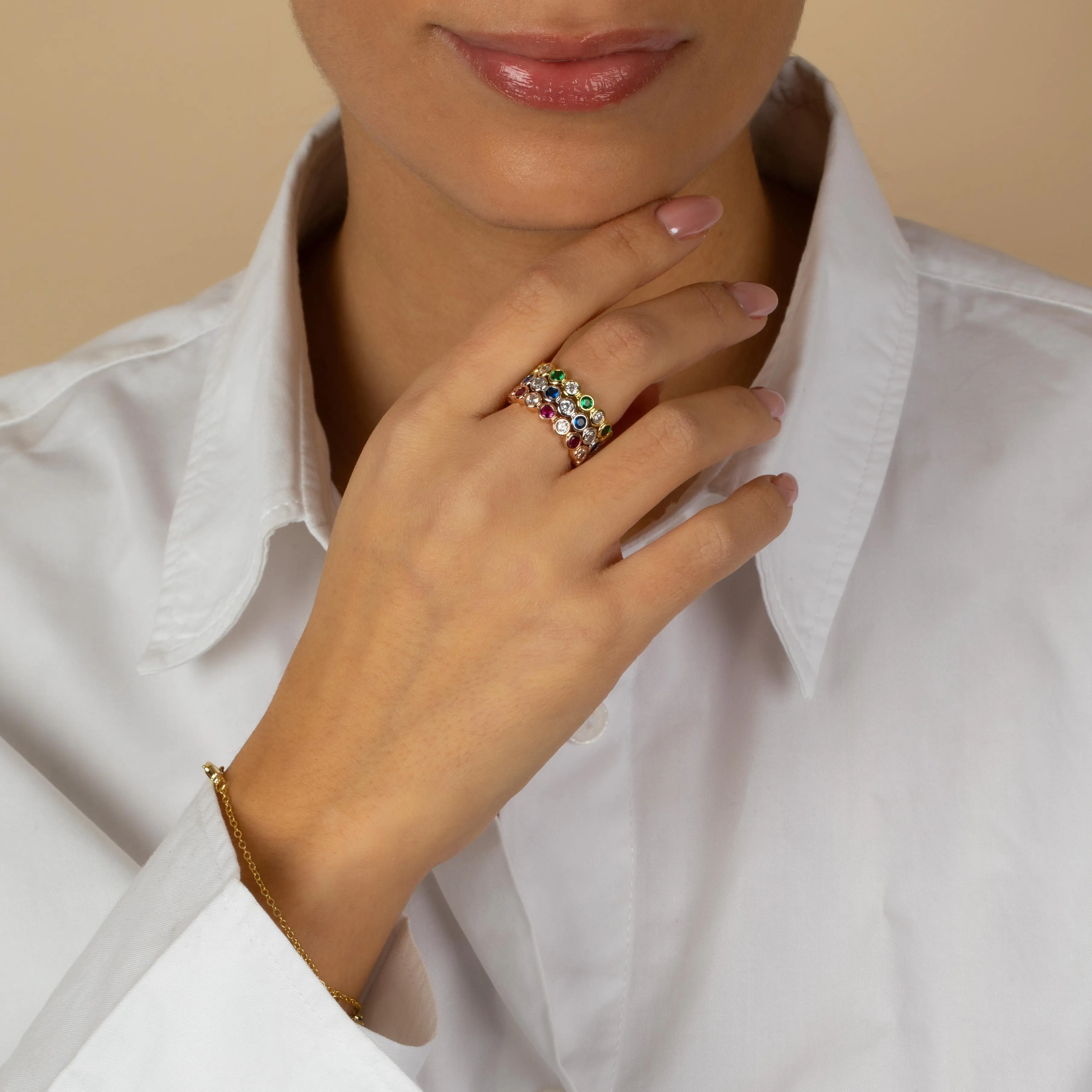 Colored CZ Bezel Eternity Band