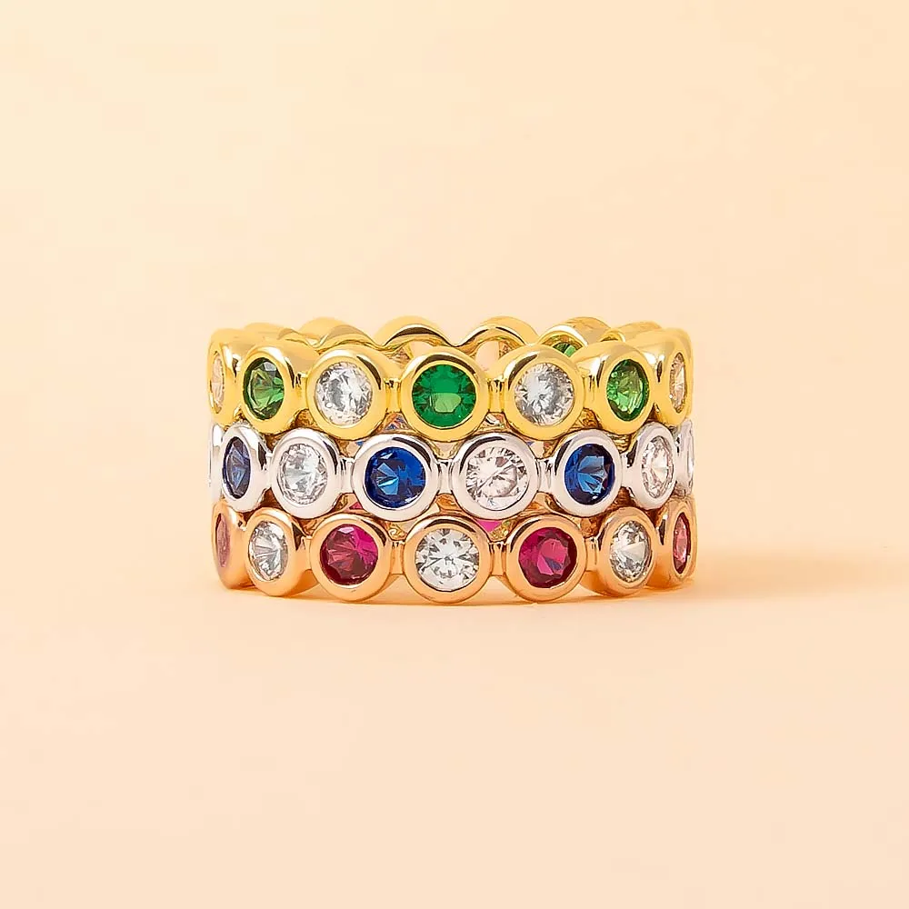 Colored CZ Bezel Eternity Band