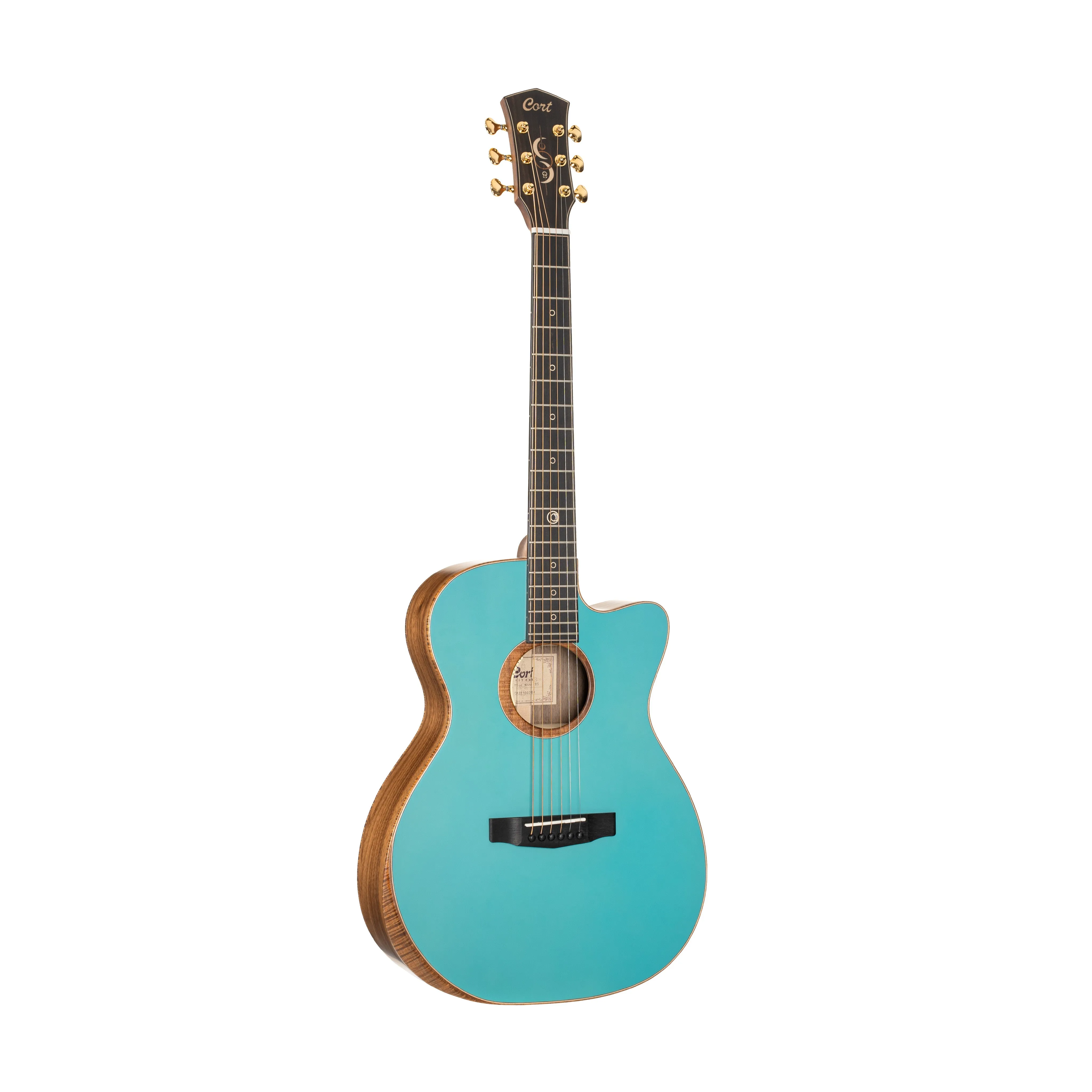 Cort Blue Moon Acoustic Guitar w/Case, Trans Blue Satin