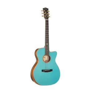 Cort Blue Moon Acoustic Guitar w/Case, Trans Blue Satin