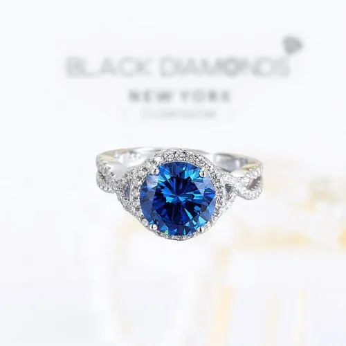 Created Diamond 3 Carat Blue Stone Engagement Luxury Ring
