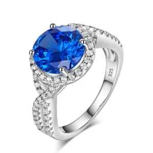 Created Diamond 3 Carat Blue Stone Engagement Luxury Ring