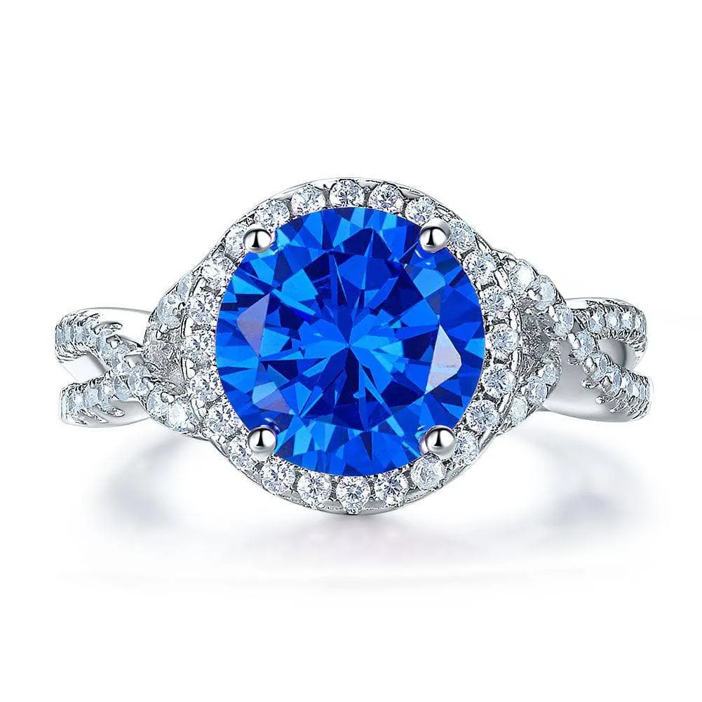 Created Diamond 3 Carat Blue Stone Engagement Luxury Ring