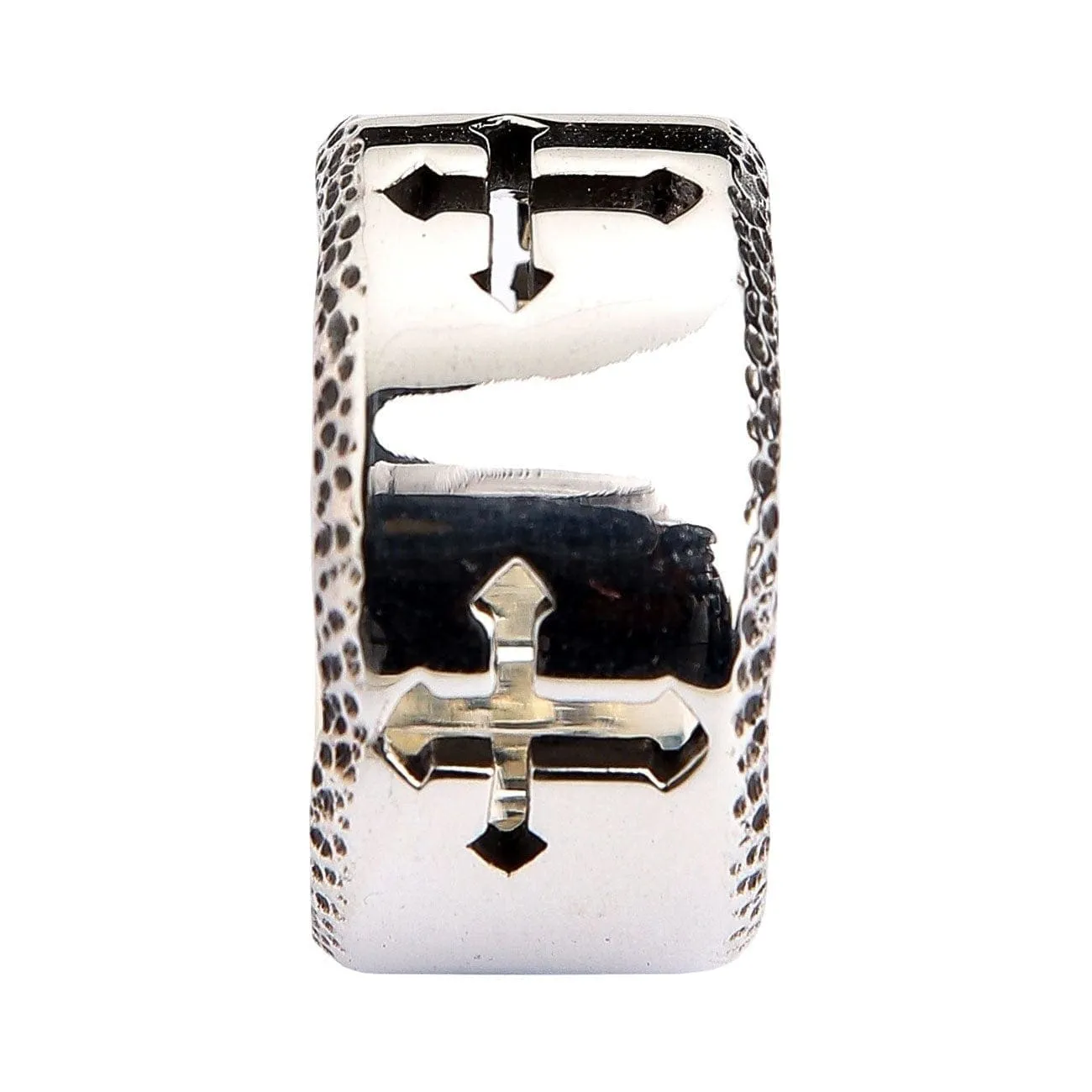 Cross Engraved 925 Sterling Silver Men's Band Ring