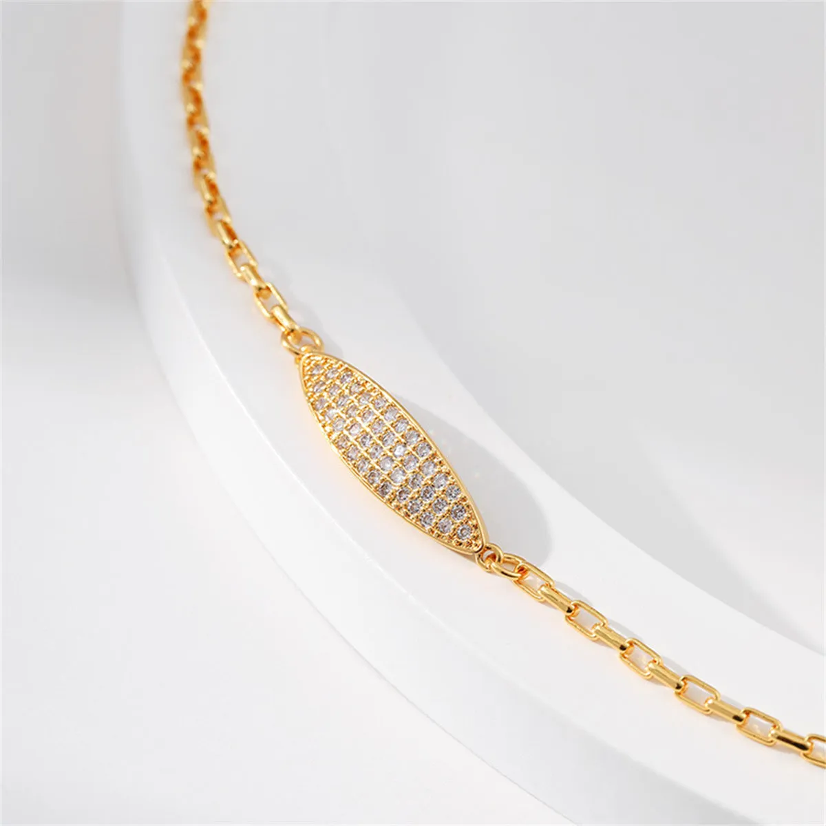 Cubic Zirconia & 18K Gold-Plated Oval Charm Bracelet