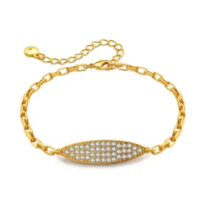 Cubic Zirconia & 18K Gold-Plated Oval Charm Bracelet