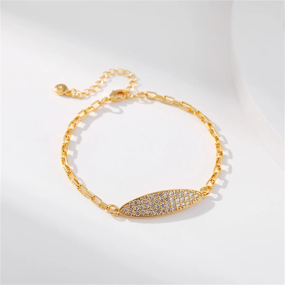 Cubic Zirconia & 18K Gold-Plated Oval Charm Bracelet