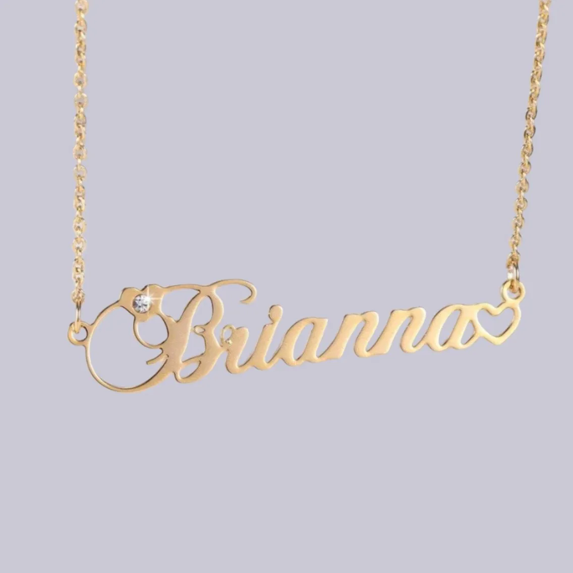 Cursive Custom Name Necklace With Diamond