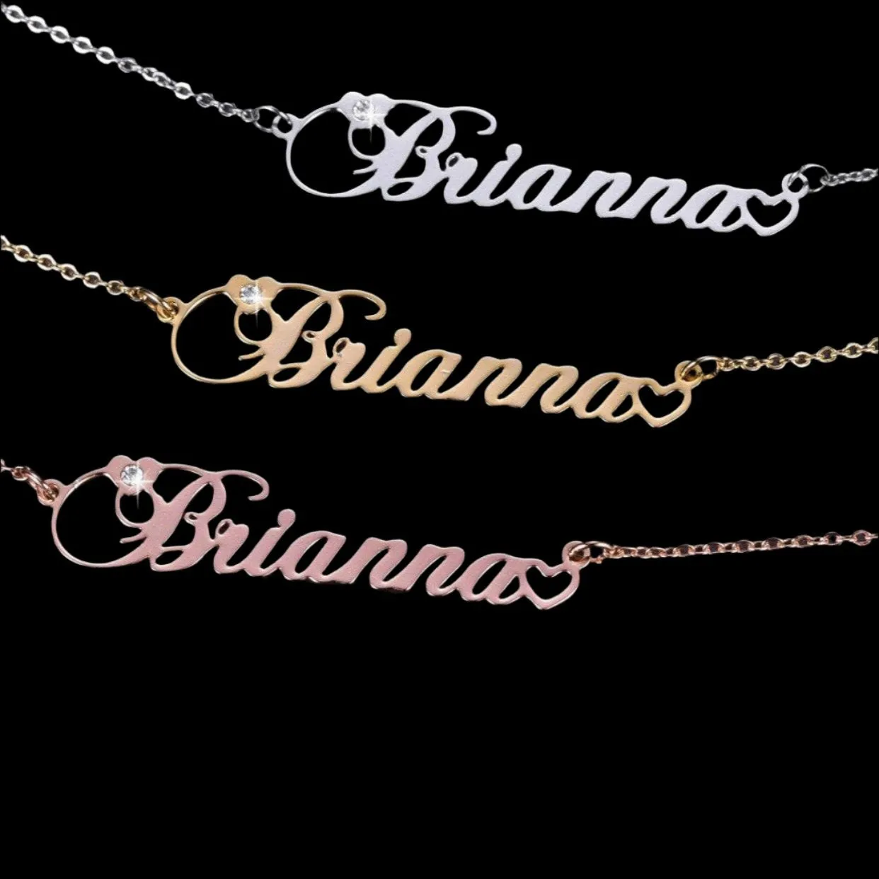 Cursive Custom Name Necklace With Diamond