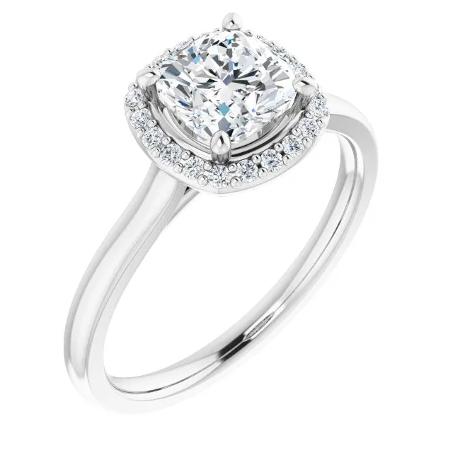 Cushion Cut Diamond Halo Engagement Ring