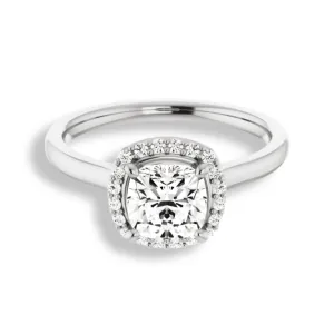 Cushion Cut Diamond Halo Engagement Ring