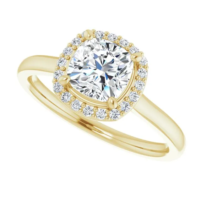 Cushion Cut Diamond Halo Engagement Ring